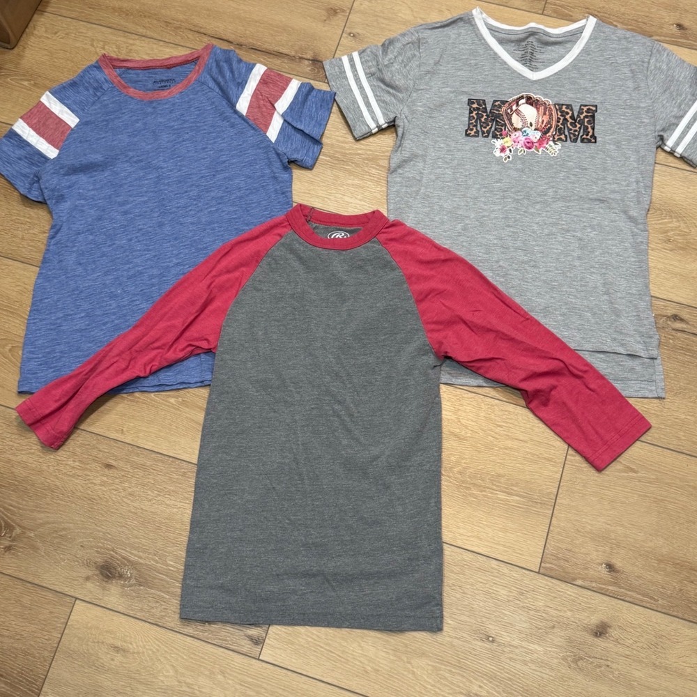 Womens Baseball Shirt Bundle Rawlings Augusta Sportswear Mom Graphic Tee Lot 3 S